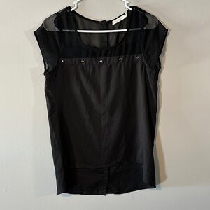 Blu Pepper Black Sheer Blouse with Stud Accents